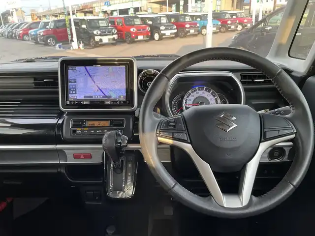 スズキ スペーシア カスタム HYBRID XS 石川県 2018(平30)年 5.9万km アクティブイエロー/ブラック2トーンルーフ 純正8型ナビ/フルセグTV/バックカメラ/LEDヘッドライト/ドライブレコーダー/両側パワースライドドア/スマートキー/プッシュスタート/電動ミラー/ハーフレザーシート/ベンチシート/オートライト/コーナーセンサー/衝突軽減ブレーキ