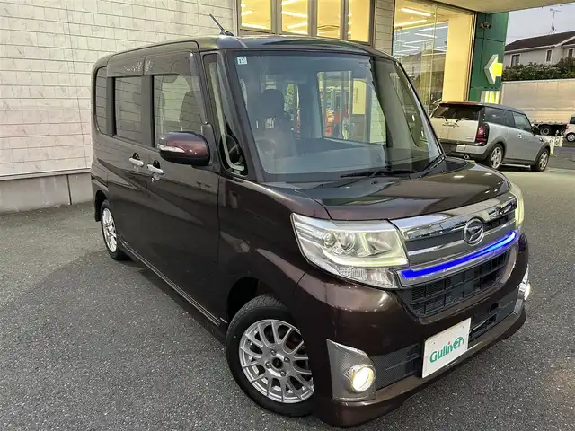 ダイハツ タント カスタム X 埼玉県 2013(平25)年 5.9万km プラムブラウンクリスタルマイカ フルタイム4WD/グリルイルミネーション/片側パワースライドドア/ETC/前方ドライブレコーダー　HDR-101/オートLEDライト/フォグランプ/シガーソケット/純正フロアマット/純正ドアバイザー/社外14インチAW/アイドリングストップ/車両/ナビ取扱説明書/保証書
