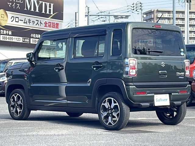 スズキ ハスラー HYBRID X 徳島県 2021(令3)年 1.2万km クールカーキPM 純正9型メモリナビ/（DISC/USB/ラジオ/BT/フルセグ）/全方位カメラ/スズキセーフティサポート/コーナーセンサー/前席シートヒーター/ビルトインETC/アイドリングストップ/LEDヘッドライト/フォグライト/電動格納ミラー/ドアバイザー/純正15インチアルミホイール