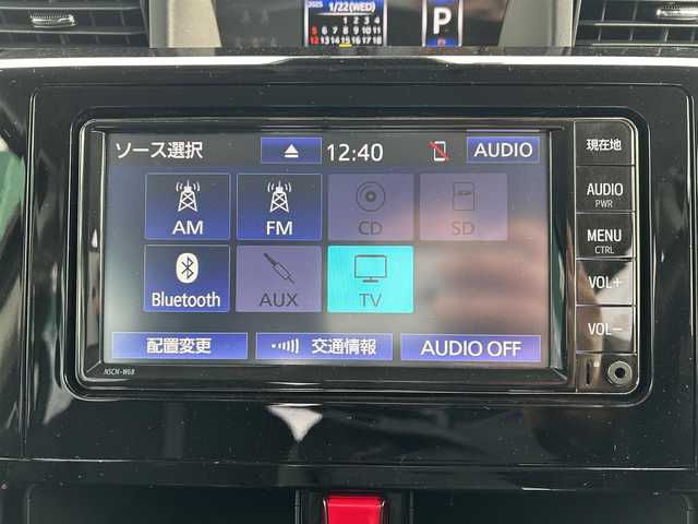 トヨタ ルーミー カスタムG 青森県 2022(令4)年 1.3万km ブラックマイカメタリック 4WD/純正SDナビ/フルセグTV/CD/DVD/BT/AUX/SD/FM/AM/スマートアシスト/衝突回避支援ブレーキ/レーンキープアシスト/オートハイビーム/前後コーナーセンサー/両側パワースライドドア/バックカメラ/ステアリングリモコン/LEDヘッドライト/LEDフォグライト/横滑り防止装置