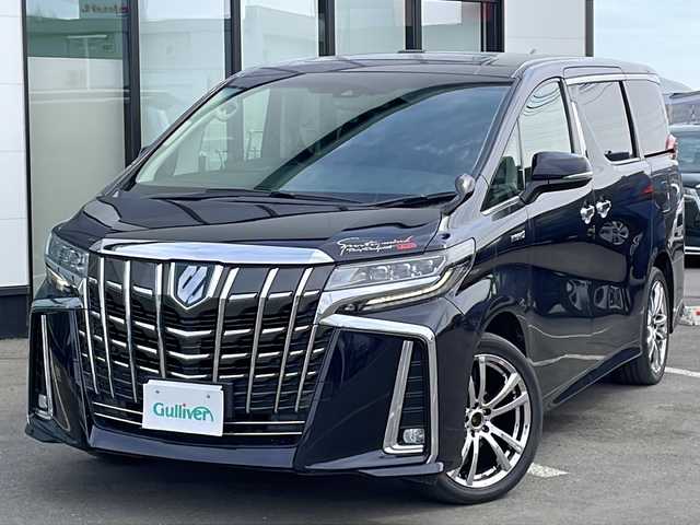 トヨタ アルファードハイブリット SR 千葉県 2020(令2)年 6.2万km スパークリングブラックパールクリスタルシャイン ・4WD/・純正マルチメディアディスプレイ/（FM・AM・BT・CD・DVD・フルセグ・Miracast）/・バックカメラ/・純正１２．１型フリップダウンモニター/・両側パワースライドドア/・パワーバックドア/・ダブルサンルーフ/・コーナーセンサー/・オートクルーズコントロール/・オートマチックハイビーム/・オートライト/・LEDヘッドライト/・フォグライト/・純正エンジンスターター/・前席エアーシート/・前席パワーシート/・革巻きステアリング/・ステアリングスイッチ/・スマートキー/・プッシュスタート