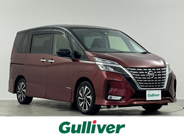 日産 セレナ ハイウェイスター V 埼玉県 2019(令1)年 2.5万km マルーンレッド 2トーン 純正１０型ナビ　全方位カメラ　純正後席モニター　Ｂｌｕｅｔｏｏｔｈ　フルセグＴＶ　ドライブレコーダー　クルーズコントロール　コーナーセンサー　オートハイビーム　ＢＳＭ　ＥＴＣ　　衝突軽減システム