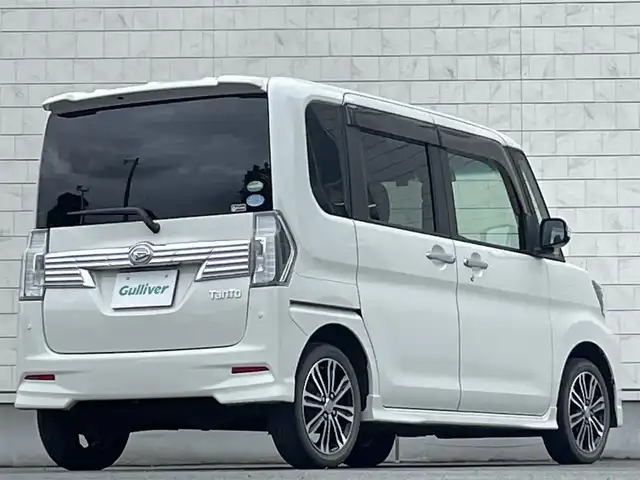 ダイハツ タント カスタム RS SA Ⅲ 岩手県 2017(平29)年 4.5万km パールホワイトⅢ 4WDターボ/ワンオーナー/社外９型ＳＤナビ/フルセグＴＶ/純正ＡＷ冬タイヤ積込/両側パワースライドドア/バックカメラ/コーナーセンサー/衝突軽減システム/オートハイビーム/フォグライト/ドラレコ/ＥＴＣ/シートヒーター/スペアキー/純正エンスタ/禁煙車