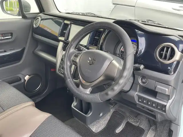 スズキ ハスラー Jスタイル Ⅲ 宮城県 2018(平30)年 9.2万km オフブルーメタリック/スチールシルバー2トーン 全方位モニター用カメラパッケージ/・全方位モニター/・USBソケット/＝＝＝/デュアルカメラブレーキサポート/誤発進抑制機能/車線逸脱警報機能/ふらつき警報機能/先行車発進お知らせ機能/ディーラーop 8インチナビ/・フルセグ・DVD・CD・SD・USB・Bluetooth/ビルトインETC/ナビ連動フロントドライブレコーダー/革巻きステアリング/ステアリングリモコン/ハーフレザー調シート/前席シートヒーター/社外HIDバルブ/フォグランプ/純正15インチアルミ/純正フロアマット/純正ドアバイザー/保証書/取扱説明書/スマートキー×2