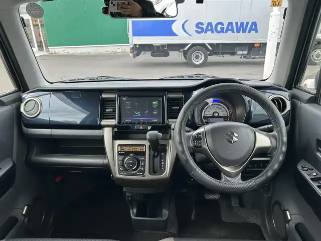 スズキ ハスラー Jスタイル Ⅲ 宮城県 2018(平30)年 9.2万km オフブルーメタリック/スチールシルバー2トーン 全方位モニター用カメラパッケージ/・全方位モニター/・USBソケット/＝＝＝/デュアルカメラブレーキサポート/誤発進抑制機能/車線逸脱警報機能/ふらつき警報機能/先行車発進お知らせ機能/ディーラーop 8インチナビ/・フルセグ・DVD・CD・SD・USB・Bluetooth/ビルトインETC/ナビ連動フロントドライブレコーダー/革巻きステアリング/ステアリングリモコン/ハーフレザー調シート/前席シートヒーター/社外HIDバルブ/フォグランプ/純正15インチアルミ/純正フロアマット/純正ドアバイザー/保証書/取扱説明書/スマートキー×2