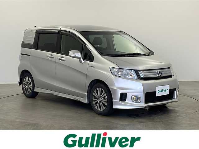 ホンダ フリード スパイク ハイブリット ジャストセレクション 栃木県 2012(平24)年 17.1万km スーパープラチナメタリック 純正ナビ/　フルセグＴＶ/Ｂｌｕｅｔｏｏｔｈ/ＤＶＤ/ＵＳＢ/両側パワースライドドア/ドライブレコーダー/クルーズコントロール/横滑り防止装置/ヒルスタートアシスト/バックカメラ/ETC/コンフォートビューパッケージ/ディスチャージヘッドライト/（オートライトコントロール付）/純正フロアマット/ドアバイザー