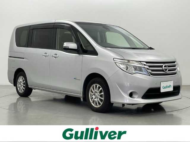 日産 セレナ 20X S HV Aセーフティ 熊本県 2014(平26)年 5.2万km ブリリアントシルバー ワンオーナー　/禁煙車　/純正ナビ（ＣＤ・ＤＶＤ・ワンセグ・ＢＴ）/全周囲カメラ　/片側パワースライドドア　/前後クリアランスソナー　/衝突軽減ブレーキ　/横滑り防止/アイドリングストップ/電動格納ミラー/オートライト/スマートキー　/プッシュスタート/スペア１本/保証書/取扱説明書