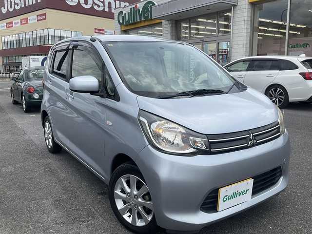 三菱 ｅＫワゴン G 滋賀県 2014(平26)年 10.9万km クールシルバーメタリック 純正14インチアルミホイール/ケンウッドナビゲーション（MDV-D406BTW）/・ワンセグTV/・CD/DVD/・Bluetooth/バックカメラ/プッシュスタート/アイドリングストップ/コーナーポール（手動伸縮式）/スペアキー