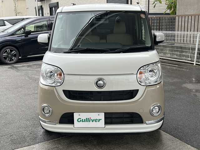 ダイハツ ムーヴ キャンバス G メイクアップ SA Ⅲ 京都府 2018(平30)年 4.8万km パールホワイトⅢ/ナチュラルベージュマイカメタリック 2トーン ワンオーナー/社外SDナビ /ECLIPSE/AVN-R8W/フルセグTV/Bluetooth/CD/DVD/USB/AUX/SDミュージックサーバー/スマートアシスト3/衝突回避支援ブレーキ/車線逸脱警報/誤発進抑制制御/先行車発進お知らせ機能/オートハイビーム/社外１６インチAW /　(WORK/SEEKER)/両側パワースライドドア　/レーンキープ　/LEDライト/オートマチックハイビーム　/前後コーナーセンサー　/アイドリングストップ　/バックカメラ　　/前席ベンチシート/スマートキー/ＥＴＣ/保証書