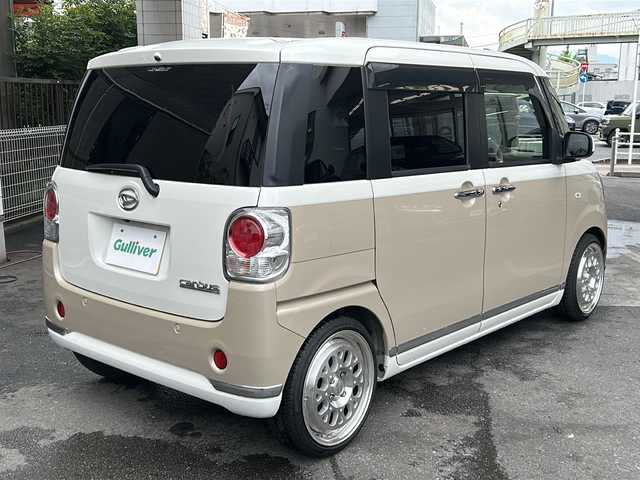 ダイハツ ムーヴ キャンバス G メイクアップ SA Ⅲ 京都府 2018(平30)年 4.8万km パールホワイトⅢ/ナチュラルベージュマイカメタリック 2トーン ワンオーナー/社外SDナビ /ECLIPSE/AVN-R8W/フルセグTV/Bluetooth/CD/DVD/USB/AUX/SDミュージックサーバー/スマートアシスト3/衝突回避支援ブレーキ/車線逸脱警報/誤発進抑制制御/先行車発進お知らせ機能/オートハイビーム/社外１６インチAW /　(WORK/SEEKER)/両側パワースライドドア　/レーンキープ　/LEDライト/オートマチックハイビーム　/前後コーナーセンサー　/アイドリングストップ　/バックカメラ　　/前席ベンチシート/スマートキー/ＥＴＣ/保証書
