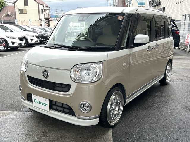 ダイハツ ムーヴ キャンバス G メイクアップ SA Ⅲ 京都府 2018(平30)年 4.8万km パールホワイトⅢ/ナチュラルベージュマイカメタリック 2トーン ワンオーナー/社外SDナビ /ECLIPSE/AVN-R8W/フルセグTV/Bluetooth/CD/DVD/USB/AUX/SDミュージックサーバー/スマートアシスト3/衝突回避支援ブレーキ/車線逸脱警報/誤発進抑制制御/先行車発進お知らせ機能/オートハイビーム/社外１６インチAW /　(WORK/SEEKER)/両側パワースライドドア　/レーンキープ　/LEDライト/オートマチックハイビーム　/前後コーナーセンサー　/アイドリングストップ　/バックカメラ　　/前席ベンチシート/スマートキー/ＥＴＣ/保証書