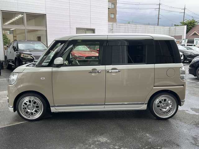 ダイハツ ムーヴ キャンバス G メイクアップ SA Ⅲ 京都府 2018(平30)年 4.8万km パールホワイトⅢ/ナチュラルベージュマイカメタリック 2トーン ワンオーナー/社外SDナビ /ECLIPSE/AVN-R8W/フルセグTV/Bluetooth/CD/DVD/USB/AUX/SDミュージックサーバー/スマートアシスト3/衝突回避支援ブレーキ/車線逸脱警報/誤発進抑制制御/先行車発進お知らせ機能/オートハイビーム/社外１６インチAW /　(WORK/SEEKER)/両側パワースライドドア　/レーンキープ　/LEDライト/オートマチックハイビーム　/前後コーナーセンサー　/アイドリングストップ　/バックカメラ　　/前席ベンチシート/スマートキー/ＥＴＣ/保証書