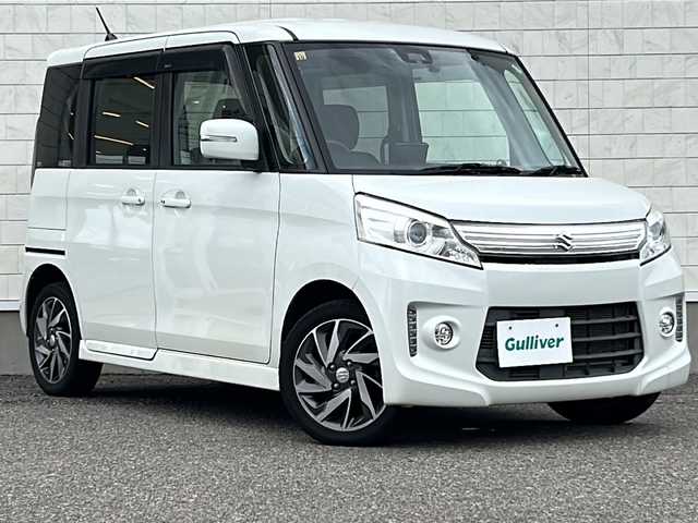 スズキ スペーシア カスタム TS 福島県 2014(平26)年 7.6万km パールホワイト 4WD ナビ フルセグTV Bluetooth バックカメラ 両側パワースライドドア 衝突軽減ブレーキ シートヒーター ETC オートライト フォグランプ 横滑り防止装置 HIDライト スマートキー