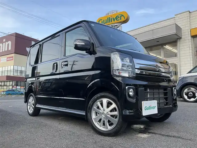 スズキ エブリィ ワゴン PZターボ 滋賀県 2024(令6)年 0.6万km ブルーイッシュブラックパール3 ワンオーナー/車検9年11月まで/ターボ車/スズキセーフティサポート/純正7インチディスプレイオーディオ/　　スマートフォン連携機能、Bluetooth/バックカメラ/片側パワースライドドア/ETC/純正LEDヘッドライト、LEDフォグランプ/運転席シートヒーター/USB電源ソケット/純正14インチアルミホイール/スペアキー有り/取扱説明書/保証書/