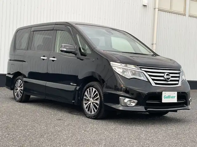 日産 セレナ HWS S HV Vセレ +SeftyⅡ 千葉県 2015(平27)年 7.9万km ダイヤモンドブラック 純正メモリナビ/(フルセグTV/BT/CD/DVD/FM/AM)/全周囲カメラ/衝突被害軽減システム/車線逸脱警報/クルーズコントロール/両側パワースライドドア/横滑り防止装置/ETC/アイドリングストップ/フォグランプ/オートライト/ウィンカーミラー/電動格納ミラー/純正16インチAW/シートリフター/プッシュスタート/スマートキー/フロアマット/ドアバイザー