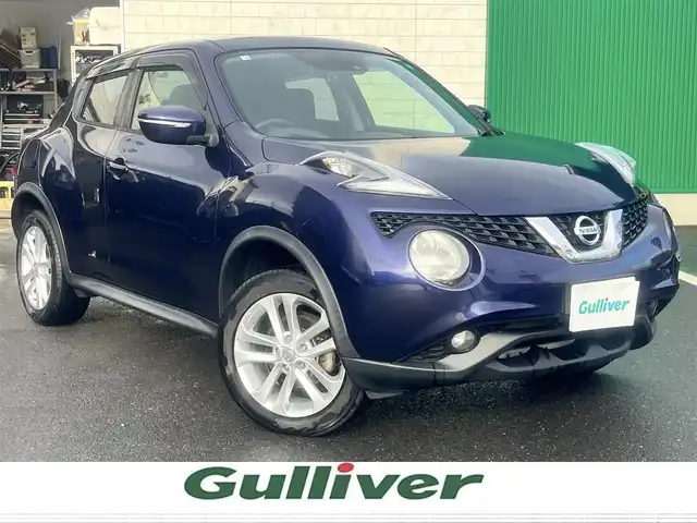 日産 ジューク 15RX Vセレクション 島根県 2016(平28)年 14.9万km アズライトブルー 純正メモリナビ　/Bluetooth/地デジ　/ＤＶＤ再生　　/前後ドライブレコーダー/ＥＴＣ　/ＡＢＳ　/衝突軽減ブレーキ　/レーンアシスト　/横滑り防止装置　/スマートキー　/プッシュスタート　/純正１７インチアルミホイール/純正フロアマット