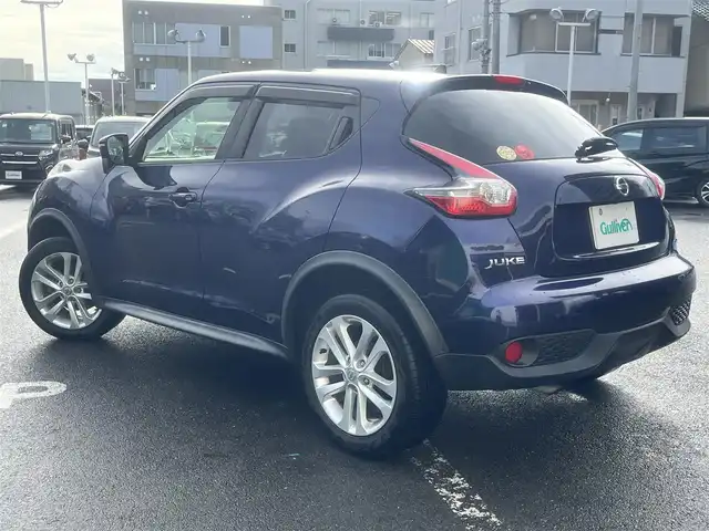 日産 ジューク 15RX Vセレクション 島根県 2016(平28)年 14.9万km アズライトブルー 純正メモリナビ　/Bluetooth/地デジ　/ＤＶＤ再生　　/前後ドライブレコーダー/ＥＴＣ　/ＡＢＳ　/衝突軽減ブレーキ　/レーンアシスト　/横滑り防止装置　/スマートキー　/プッシュスタート　/純正１７インチアルミホイール/純正フロアマット
