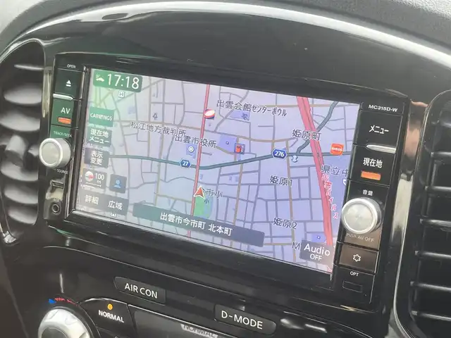 日産 ジューク 15RX Vセレクション 島根県 2016(平28)年 14.9万km アズライトブルー 純正メモリナビ　/Bluetooth/地デジ　/ＤＶＤ再生　　/前後ドライブレコーダー/ＥＴＣ　/ＡＢＳ　/衝突軽減ブレーキ　/レーンアシスト　/横滑り防止装置　/スマートキー　/プッシュスタート　/純正１７インチアルミホイール/純正フロアマット