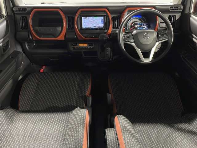 スズキ ハスラー HYBRID G 神奈川県 2024(令6)年 1.2万km バーミリオンオレンジ/ガンメタリック2トーン 社外ナビ/　(AM/FM/CD/DVD/SD/Bluetooth)/フルセグTV/バックカメラ/ETC/ステアリングスイッチ/アダプティブクルーズコントロール/デュアルカメラブレーキサポート/アイドリングストップ/プッシュエンジンスタート/スマートキー/リアコーナーセンサー/前席シートヒーター/オートライト/ヘッドライトレベライザー/電動格納ミラー/ドアバイザー/純正フロアマット