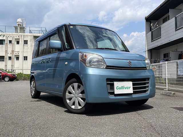 スズキ スペーシア X 宮崎県 2014(平26)年 12万km フィズブルーパールメタリック ワンオーナー/純正ナビ/ワンセグTV/Bluetooth/バックカメラ/USB入力端子/両側スライドドア/オートライト/アイドリングストップ/スペアキー/スマートキー/プッシュスタート