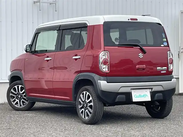 スズキ ハスラー Jスタイル Ⅱ ターボ 熊本県 2017(平29)年 6.1万km フェニックスレッドパール/ホワイト2トーンルーフ 純正ナビ/・AM/FM/CD/DVD/USB/AUX/BT/フルセグTV/・全周囲カメラ/衝突軽減ブレーキ/車線逸脱警報/クルーズコントロール/ステアリングリモコン/パドルシフト/アイドリングストップ/ビルトインＥＴＣ/ハーフレザーシート/・Ｄ／Ｎシートヒーター/ＨＩＤヘッドライト/オートライト/フォグランプ/スマートキー/スペアキー/プッシュスタート/純正ラバーマット/純正ドアバイザー/純正アルミホイール