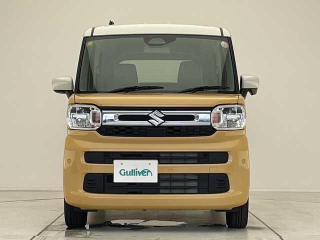 スズキ スペーシア HYBRID X 愛知県 2023(令5)年 0.1万km 黄 届出済未使用車/両側パワースライドドア/シートヒーター/コーナーセンサー/LEDヘッドライト/レーンキープアシスト/オートマチックハイビーム/オットマン/衝突軽減システム/ステアリングスイッチ/スマートキー/プッシュスタート
