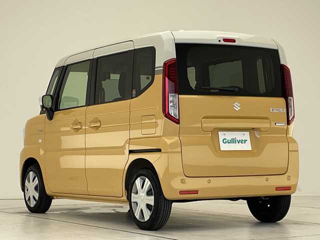 スズキ スペーシア HYBRID X 愛知県 2023(令5)年 0.1万km 黄 届出済未使用車/両側パワースライドドア/シートヒーター/コーナーセンサー/LEDヘッドライト/レーンキープアシスト/オートマチックハイビーム/オットマン/衝突軽減システム/ステアリングスイッチ/スマートキー/プッシュスタート