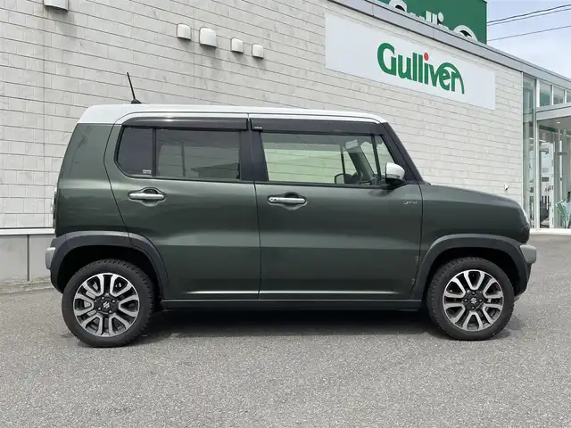 スズキ ハスラー Jスタイル Ⅱ 山形県 2016(平28)年 8.3万km クールカーキパールメタリック/ホワイト2トーンルーフ ４ＷＤ/純正ナビ/【CD/DVD/AM/FM/フルセグ/USB/BT/AUX)/ＨＩＤヘッドライト/フォグランプ/オートライト/ウィンカーミラー/ハーフレザーシート/前席シートヒーター/ブレーキアシスト/車線逸脱防止警報/グリップコントロール/ダウンヒルアシストコントロール/横滑り防止装置/プッシュスタート/スマートキー/電動格納ミラー/ドアミラーヒーター/純正ドアバイザー/純正フロアマット