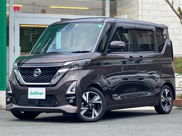 日産 ルークス HWS Gターボ プロパイロットED 静岡県 2020(令2)年 3.8万km アッシュブラウンM エンジンスタートボタン/パワーステアリング/パワーウィンドウ/アイドリングストップ/ターボ/スマートキー/オートエアコン/クルーズコントロール/USB入力端子/ETC/全方位カメラ/純正９インチメモリナビ(CD/DVD/BT/フルセグ)/ドライブレコーダー前後/ベンチシート/フロアマット/両側パワースライドドア/純正アルミホイール/ABS/横滑り防止装置/コーナーセンサー前後/レーンキープアシスト/オートライト/LEDヘッドライト/W＋サイドエアバック/衝突軽減システム/プロパイロット/ドアハンドルプロテクター（nismo）