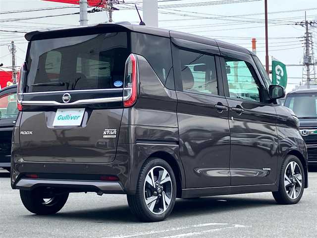 日産 ルークス HWS Gターボ プロパイロットED 静岡県 2020(令2)年 3.8万km アッシュブラウンM エンジンスタートボタン/パワーステアリング/パワーウィンドウ/アイドリングストップ/ターボ/スマートキー/オートエアコン/クルーズコントロール/USB入力端子/ETC/全方位カメラ/純正９インチメモリナビ(CD/DVD/BT/フルセグ)/ドライブレコーダー前後/ベンチシート/フロアマット/両側パワースライドドア/純正アルミホイール/ABS/横滑り防止装置/コーナーセンサー前後/レーンキープアシスト/オートライト/LEDヘッドライト/W＋サイドエアバック/衝突軽減システム/プロパイロット/ドアハンドルプロテクター（nismo）