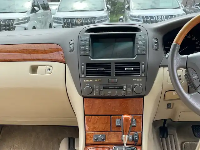 トヨタ セルシオ Cタイプ 千葉県 2003(平15)年 7.5万km ブラック サンルーフ 革シート ナビ バックカメラ 電動シート シートヒーター ウッドコンビハンドル ウッドコンビシフト ビルトインETC クルコン AFS 前後センサー トランクスポイラ HID オートライト