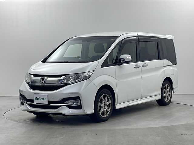 ホンダ ステップワゴン スパーダ 栃木県 2016(平28)年 12万km ホワイトオーキッドパール 純正ナビ/　フルセグ/CD/DVD/SD/Bluetooth/AM/FM/Honda SENSING/後席用モニター/パワーウインドウ/純正フロアマット/純正ドアバイザー/オートライト/電動格納ミラー/わくわくゲート/カーテンエアバッグ/パワーステアリング/ABS/横滑り防止システム