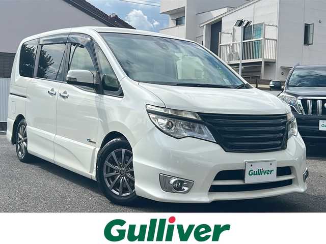 日産 セレナ ハイウェイスター Sハイブリッド 愛知県 2014(平26)年 12.2万km ブリリアントホワイトパール フリップダウンモニター/バックカメラ/フルセグテレビ/ETC/プッシュスタート/両側パワースライドドア/クルーズコントロール/スマートキー/DVD再生/保証書/取扱説明書