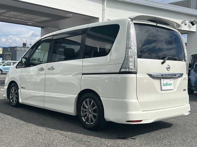 日産 セレナ ハイウェイスター Sハイブリッド 愛知県 2014(平26)年 12.2万km ブリリアントホワイトパール フリップダウンモニター/バックカメラ/フルセグテレビ/ETC/プッシュスタート/両側パワースライドドア/クルーズコントロール/スマートキー/DVD再生/保証書/取扱説明書