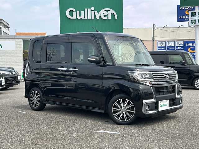 ダイハツ タント カスタム X トップED SAⅡ 石川県 2016(平28)年 6.1万km ブラックマイカメタリック 純正ナビ/片側パワースライドドア/スマートキー/ハーフレザー/フルセグTV/横滑り防止システム/LEDライト/Bluetooth/バックカメラ/社外アルミホイール付スタッドレス4本車載/アイドリングストップ