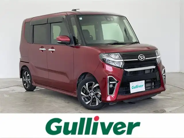 ダイハツ タント カスタム X 富山県 2021(令3)年 5.8万km ファイアークォーツレッドM 純正ナビ（AM/FM/CD/DVD/BT）/ワンセグTV/衝突被害軽減ブレーキ/レーンキープアシスト/ロングスライドシート/両側パワースライドドア（ウェルカムオープン）/前後ドライブレコーダー/前席シートヒーター/ハーフレザーシート/コーナーセンサー/ETC/アイドリングストップ/LEDヘッドライト/オートハイビーム/フォグランプ/保証書/取扱説明書