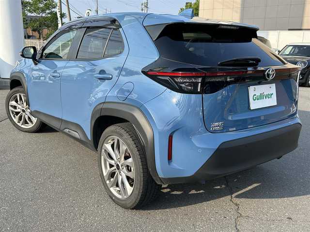 トヨタ ヤリスクロス Z 長野県 2021(令3)年 2.1万km グレイッシュブルー ４WD/純正ディスプレイオーディオナビ/・Bluetooth/DVD/TV/360度バックカメラ/純正ETC2.0/クルーズコントロール追走あり/社外ドライブレコーダー前後/純正フロアマット/運転席パワーシート/ハーフレザーシート/前席シートヒーター/社外18インチAW/前後コーナーセンサー/LEDオートライト/オートマチックハイビーム/純正AWノーマルタイヤ積み込み/電格ミラー/ドアバイザー/スペアキー/取り扱い説明書/保証書