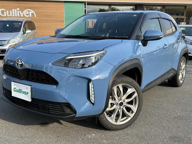 トヨタ ヤリスクロス Z 長野県 2021(令3)年 2.1万km グレイッシュブルー ４WD/純正ディスプレイオーディオナビ/・Bluetooth/DVD/TV/360度バックカメラ/純正ETC2.0/クルーズコントロール追走あり/社外ドライブレコーダー前後/純正フロアマット/運転席パワーシート/ハーフレザーシート/前席シートヒーター/社外18インチAW/前後コーナーセンサー/LEDオートライト/オートマチックハイビーム/純正AWノーマルタイヤ積み込み/電格ミラー/ドアバイザー/スペアキー/取り扱い説明書/保証書