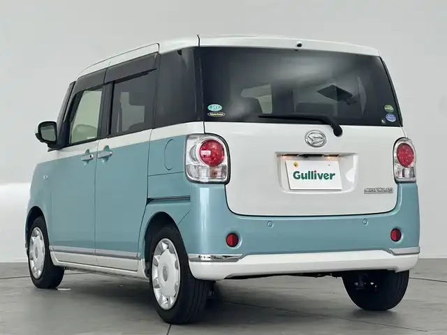 ダイハツ ムーヴ キャンバス G ブラックインテリア VS SAⅢ 愛知県 2021(令3)年 3.4万km パールホワイトⅢ/ファインミントメタリック 2トーン ・社外7インチナビ/・全方位カメラ/・Bluetooth/・ワンセグTV/・スマートアシスト/・衝突被害軽減システム/・横滑り防止装置/・レーンキープアシスト/・オートライト/・LEDフォグランプ/・両側パワースライドドア/・ドライブレコーダー/・ETC/・シートヒーター/・プッシュスタート/・スマートキー/・スペアキー