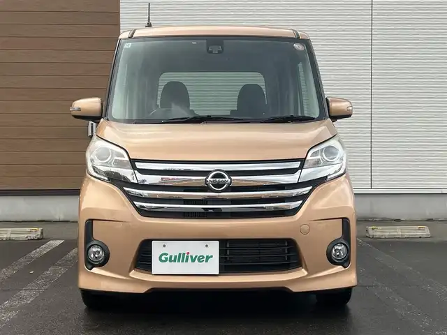 日産 デイズ ルークス ハイウェイスターターボ 秋田県 2016(平28)年 8.3万km ピンクゴールドM ４WD/ターボ/衝突軽減システム/LEDヘッドライト/純正メモリナビ（DVD/CD/BT）/フルセグ/アラウンドビューモニター/日産純正アルミ（夏タイヤ装着）/スマートキー/純正エンジンスターター/アイドリングストップ/プッシュスタート/ステアリングスイッチ/運転席シートヒーター/ETC/純正フロアマット/純正ドアバイザー/オートライト/オートエアコン/パワーステアリング/パワーウィンドウ/電動格納ウィンカーミラー/横滑り防止/盗難防止装置/寒冷地仕様/保証書/取扱説明書/記録簿/スペアキー×１