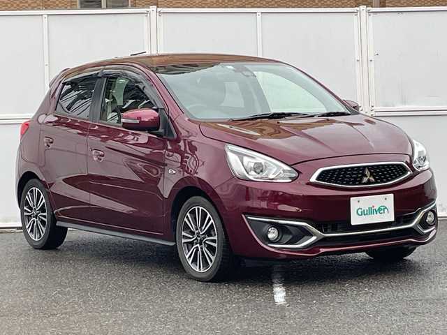 三菱 ミラージュ G 秋田県 2017(平29)年 3.8万km ワインレッドP 衝突軽減装置/社外ナビ/　CD　DVD　BT　フルセグ　SD再生/バックカメラ/ETC/横滑り防止/ステアリングスイッチ/革巻きステアリング/オートエアコン/電動格納ミラー/純正フロアマット/オートライト/スタッドレスタイヤ積み込み