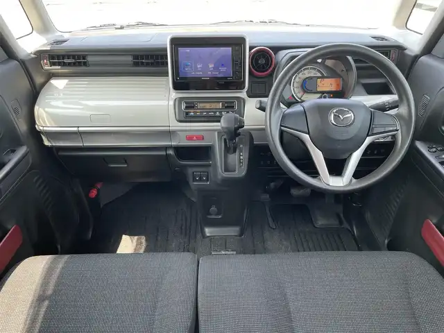 マツダ フレアワゴン ハイブリッド XS 鳥取県 2018(平30)年 11万km オフブルーM ４・Ｗ・Ｄ　/ワンオーナー/社外ナビ／フルセグ／ＤＶＤ／ＣＤ／ＢＴ/前後ドライブレコーダー/ＥＴＣ/レーダーブレーキサポート/レーンキープアシスト/前席シートヒーター/両側パワースライド/プッシュエンジンスタート/社外１４インチアルミホイール/ルーフサーキュレーター/リヤロールサンシェード/アイドリングストップ/純正ホイールスタットレスセット積込/（タイヤ残り溝　４－５分山）/フロアマット/ドアバイザー/保証書・取扱説明書