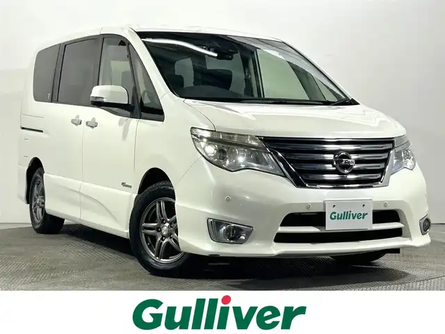 日産 セレナ HWS G S HV エアロモード 大阪府 2015(平27)年 3.7万km ブリリアントホワイトパール 純正８型SDナビ SDカードなし/フリップダウンモニター/全方位カメラ/両側パワースライドドア/ＥＴＣ２．０/コーナーセンサー/バックカメラ/レーンキープアシスト/プッシュスタート/スマートキー/オートライト/電動格納ミラー/フォグランプ/禁煙車
