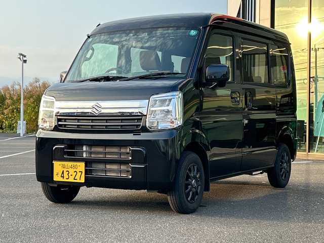 スズキ エブリイ JOINターボ 鹿児島県 2024(令6)年 0.9万km ブルーイッシュブラックパール3 社外ナビ/　　CD/DVD/BT/ワンセグ/バックカメラ/両側スライドドア/LEDヘッドライト/シートヒーター/社外12インチAW/アイドリングストップ/スマートキー/クリアランスソナー/オートライト