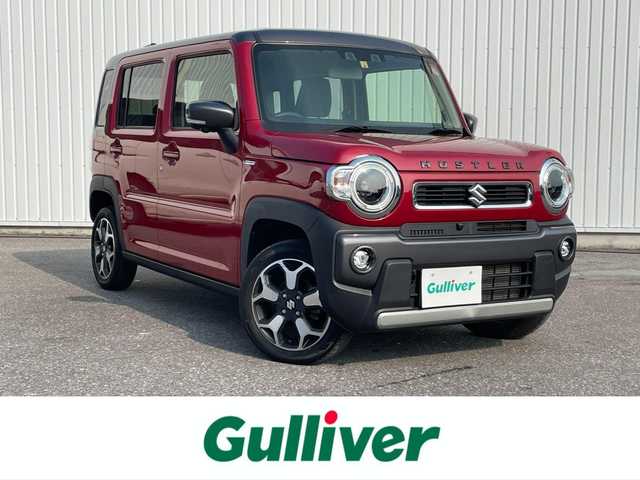 スズキ ハスラー HYBRID X ターボ 滋賀県 2020(令2)年 4.6万km フェニックスレッドパール/ガンメタリック2トーンルーフ 社外8インチナビ/・AM/FM/・CD/DVD/・SD/USB/・内蔵メモリ/・フルセグTV/・Bluetooth/全方位カメラ/USB充電/前席シートヒーター/衝突軽減ブレーキ/レーンキープアシスト/レーダークルーズコントロール/ドアミラーヒーター/電動格納ミラー/革巻きステアリング/パドルシフト/オートヘッドライト/LEDヘッドライト/フォグランプ