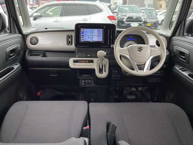 スズキ ワゴンＲ スマイル HYBRID S 道北・旭川 2022(令4)年 2.7万km オフブルーM ・４WD/・禁煙車/・純正ディーラーナビTV/CD/DVD/BT/USB/・前席シートヒーター/・ミラーヒーター/・バックカメラ/・スズキSafetysupprt/・デュアルセンサーブレーキサポートII/・誤発進抑制機能/・低速時ブレーキサポート/・発進お知らせ機能/・標識認識機能/・車線逸脱警報機能/・両側電動スライドドア/・後方コーナーセンサー/・純正フロアトレーマット/・ビルトインETC/・オートライト/・ドアバイザー/・純正スチールホイール/・プッシュスタート/・スマートキー