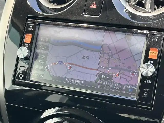 日産 ノート X DIG－S Vセレ +セーフ 福岡県 2015(平27)年 5.7万km ダークメタルグレー ・純正ナビ/（TV/CD/DVD/Bluetooth/AM/FM/SD/iPod/HDMI/AUX）/・全方位カメラ/・バックカメラ/・ETC/・ドライブレコーダー/・クルーズコントロール/・横滑り防止装置/・レーンキープアシスト/・衝突被害軽減システム/・フォグランプ/・LEDヘッドライト/・エンジンスタートボタン/・電動格納ミラー/・純正ドアバイザー/・純正アルミ/・スマートキー
