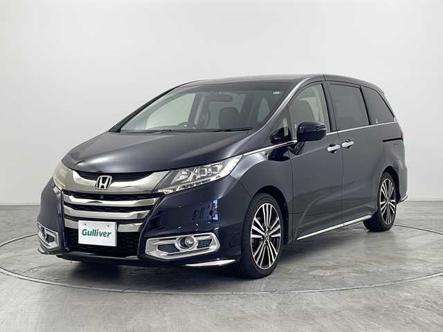 ホンダ オデッセイ アブソルート EX 群馬県 2014(平26)年 7万km プレミアムヴィーナスブラックP 純正ナビ　後席モニター　全周囲カメラ　衝突被害軽減ブレーキ　アダプティブクルーズコントロール　レザーシート　シートヒーター　パワーシート　パドルシフト　2列目オットマン レザーステアリング 禁煙車