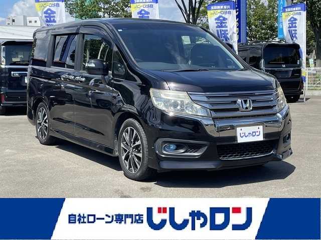 ホンダ ステップワゴン スパーダ Z クールスピリット 宮城県 2014(平26)年 13.7万km プレミアムスパークルブラックパール (株)IDOMが運営する【じしゃロン仙台店】の自社ローン専用車両になりますこちらは現金またはオートローンご利用時の価格です。自社ローンご希望の方は別途その旨お申付け下さい/両側パワースライドドア/純正ナビ/純正フロアマット/リアガラススモークフィルム/バックカメラ/フリップダウン・モニター/ETC
