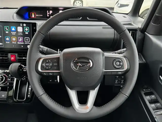 ダイハツ タント カスタム RS 宮城県 2025(令7)年 0.1千km レーザーブルークリスタルシャイン スマートクルーズパック/・全車速追従機能付アダプティブクルーズコントロール/・レーンキープコントロール/・コーナリングトレースアシスト/・ステアリングスイッチ（運転支援）/・ETC/9インチスマホ連携ディスプレイオーディオ/・AppleCarPlay/AndroidAuto/・USBソケット/HDMIソケット/・フルセグTV/＝＝＝/スマートアシスト/・衝突回避支援ブレーキ機能/・衝突警報機能/・ブレーキ制御付誤発進抑制機能/・車線逸脱警報機能/・車線逸脱抑制制御機能/・路側逸脱警報機能/・ふらつき警報/・先行車発進お知らせ機能/・標識認識機能/・アダプティブドライビングビーム/・コーナーセンサー/バックカメラ/両側パワースライドドア/ハーフレザーシート/シートヒーター/革巻きステアリング/ステアリングスイッチ/電動パーキングブレーキ/ブレーキホールド/LEDヘッドランプ/フォグランプ/オートライト/スマートキー＆プッシュスタート/スペアキー1本/電動格納ミラー/純正15インチAW/W/サイド/カーテンエアバッグ